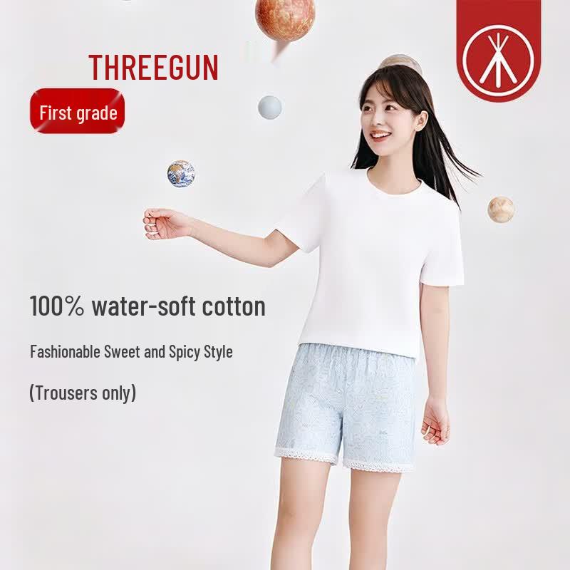 ThreeGun Women s Printed Cotton Lace Lounge Shorts L