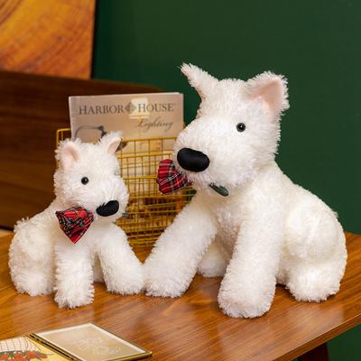Uroczy pies rasy West Highland White Terrier z bazgrołami, pluszowa lalka, prezent na Walentynki, lalka z automatu z łapą