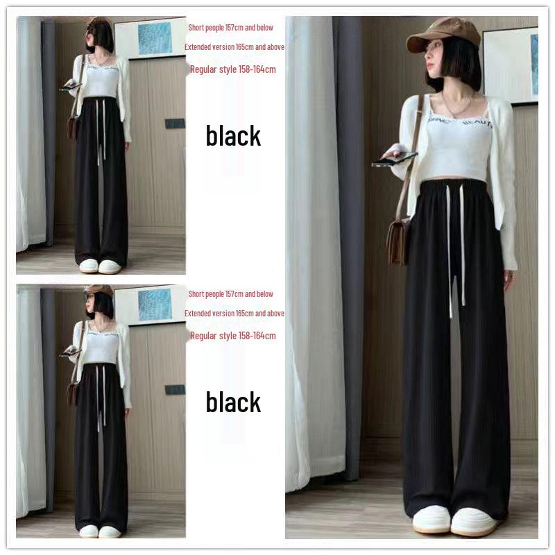 

Women s Summer High-Waist Wide-Leg Pants with Elastic Waist - Lightweight, Draped, Floor-Length, Casual. One size (Weight 40-73 kg)