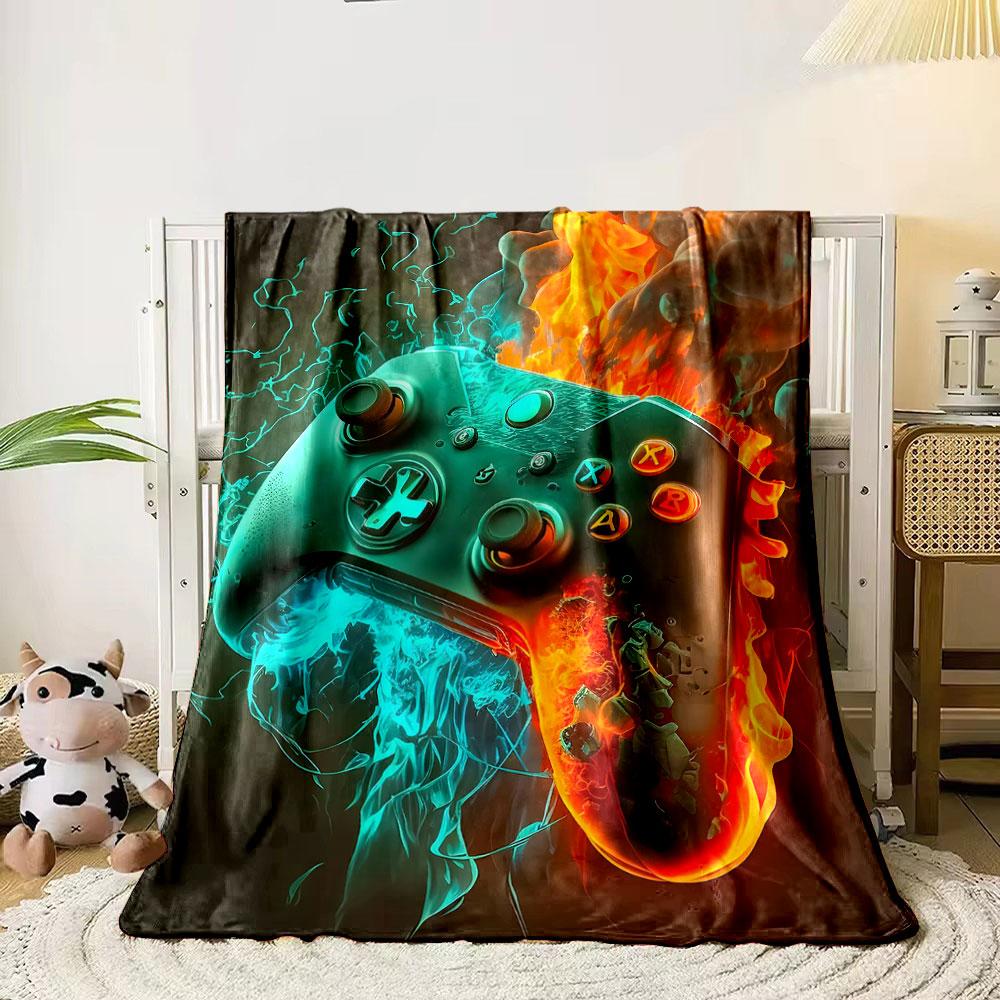 Gaming Controller Fire Ice Blanket bedroom Blanket for Livingroom Couch lunch break Soft throw for Friend's festival Gift