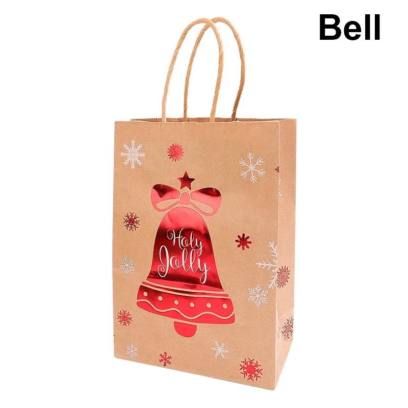 20/1PCS Christmas Kraft Paper Bags Santa Claus Snowman Candy Cookie Packaging Bag Gift Packaging Pouch Party Home Decor Supplies