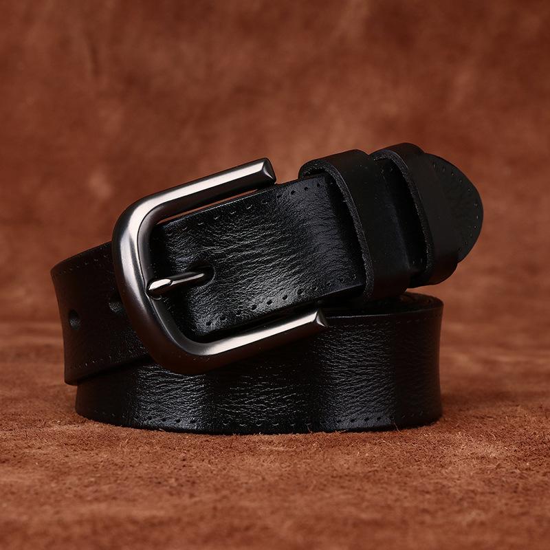 Opasek Unisex Široký retro Módní Kožený Spona Pásek První vrstva Hovězí kůže Volnočasové džíny Pásek