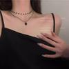 Double-layer stacked black diamond-encrusted necklace, new simple and light luxury collarbone chain, neck chain.