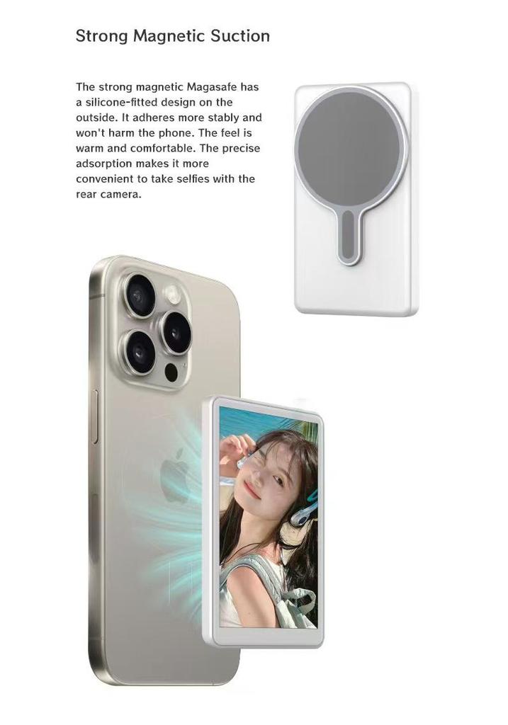 Espejo Retrovisor Magnético Inalámbrico para Fotografía y Transmisión en Vivo de Teléfono