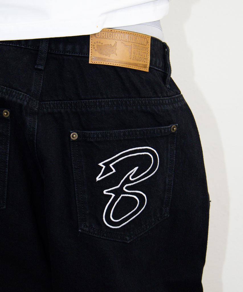Bonegseu B Demim Bermuda Pants (Black)
