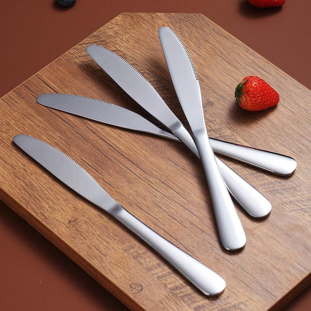 Berglander Dinner Knives Set Of 6, Stainless Steel Shiny Mirror Dinner Knife, Butter Knife Spreader Table Knives Sturdy And Dishwasher Safe