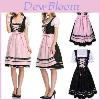 Charming Oktoberfest Ladies Beer Maid Wench German Dirndl Dress With Apron Set