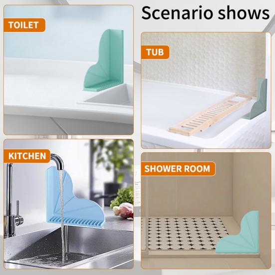 1/2Pcs Silicone Shower Splash Guard with Suction Cup Waterproof Kitchen Sink Bathroom Shower Bathtub Corner Water Blocking Baffle Shield
