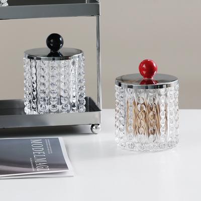 European Style Bead Dot Glass Jar Bedroom Desktop Jewelry Cosmetics Cotton Swab Box Home Multifunctional Candy Nuts Storage Jar