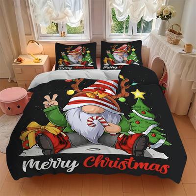 3Pcs Christmas Gnome Celebration Bedding Sets For All Sizes New 3D Printed Bed Cover Comforter Duvet Cover Pillowcase Bedroom Decoration