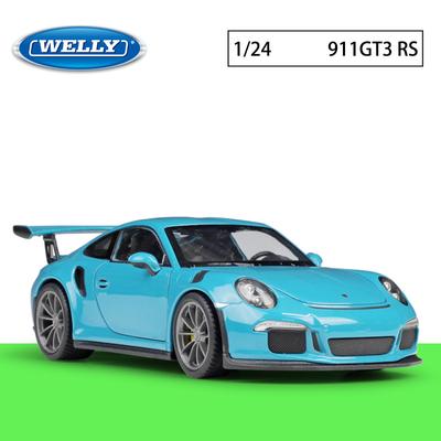 WELLY Porsche 1/24 GT3 RS, modelo de coche deportivo de aleación, juguete de Metal fundido a presión, modelo de coche de carreras, colección de alta simulación, regalo para niños