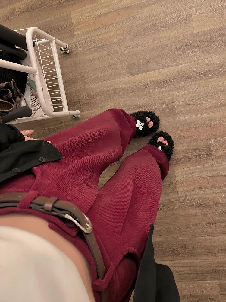 Meilard Women's High-Waisted Wide-Leg Corduroy Pants - Spring/Fall Style, Slimming, Loose Fit.