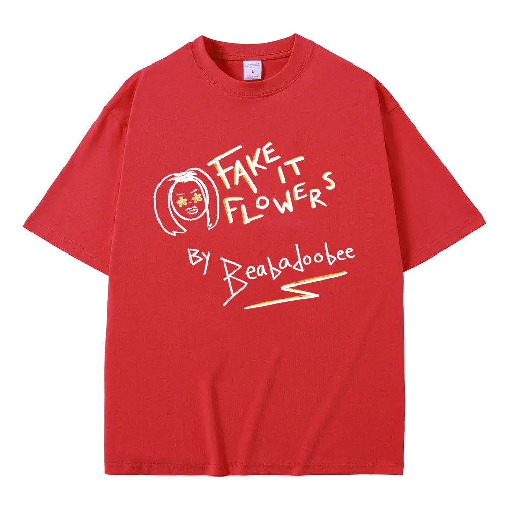 

Beabadoobee Fake It Flowers Album Merch T-shirt Men Women Fashion Oversized Short Sleeve Tee Shirt Male Vintage T Shirts 3XL