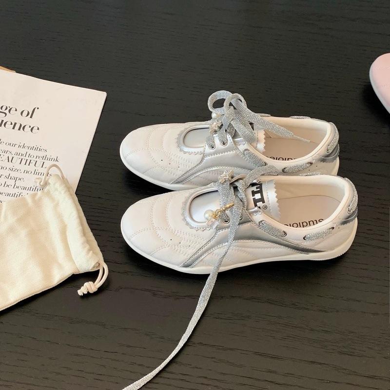 Soft Leather Version~ Genuine Leather French Fairy Style Color Matching Lace-up German Training Shoes 2025 Summer New Versatile Casual Shoes Women