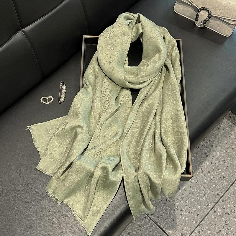 Spring And Summer Long Scarf Shawl Imitation Silk Scarf Women'S Fashion Versatile Travel Beach Scarf Shawl Tencel Cotton Gold Silk Scarf