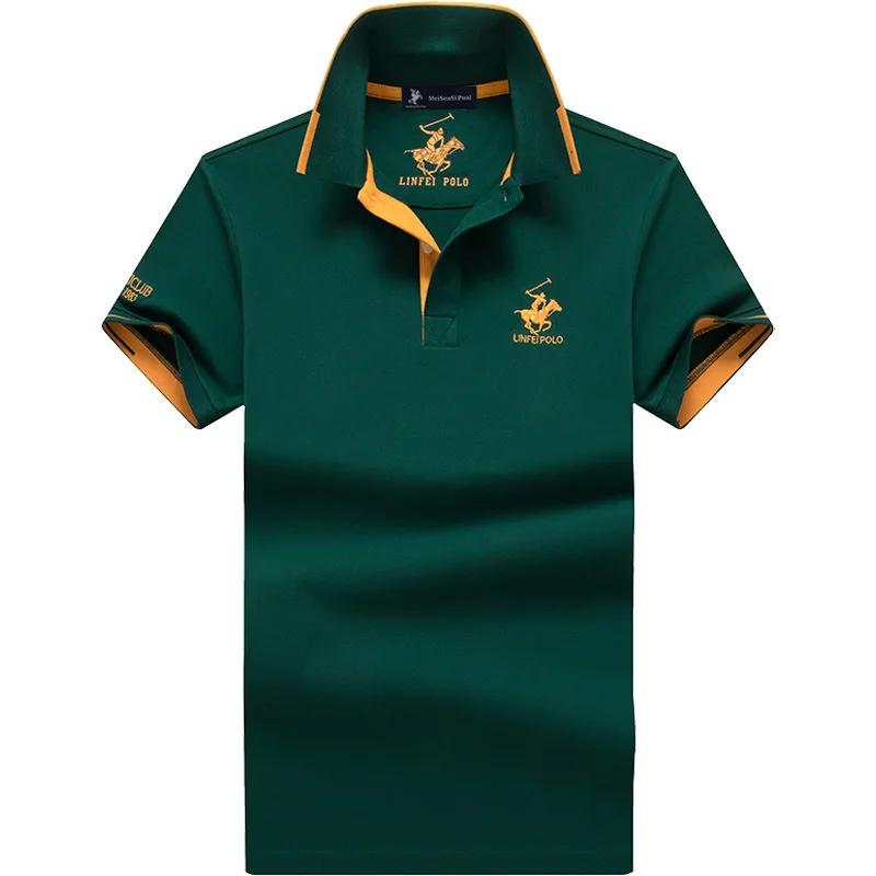 TrendHub Embroidery Men's Polo Shirts High Quality Short Sleeve Solid Color Cotton Male Tees