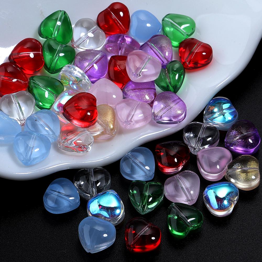 50pcs/lot 8mm Colorful Heart-shaped Lampwork Beads For Jewelry Making Loose Spaced Glass Beads DIY Charms Accessories Wholesale