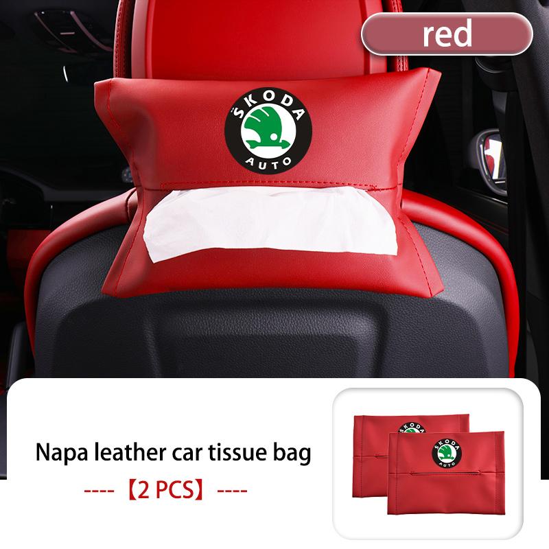 AAFO1 Car Armrest Box Seat Back Hanging Tissue Bag Cover Tissue Storage Accessories For Skoda Kamiq Karoq Octavia 2 3 Rapid Scala Kami