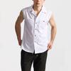 Men's Sleeveless White Shirt Summer Casual Breathable Collared Top Double Pocket Male Blouse