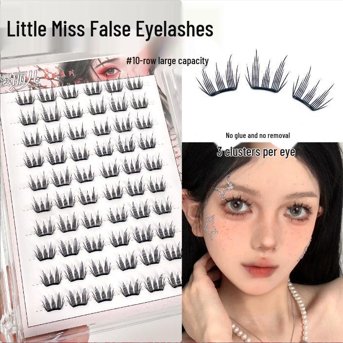Ying Lier Natural Cluster Fox-Eye Eyelashes - Beginner-Friendly and Glue-Free