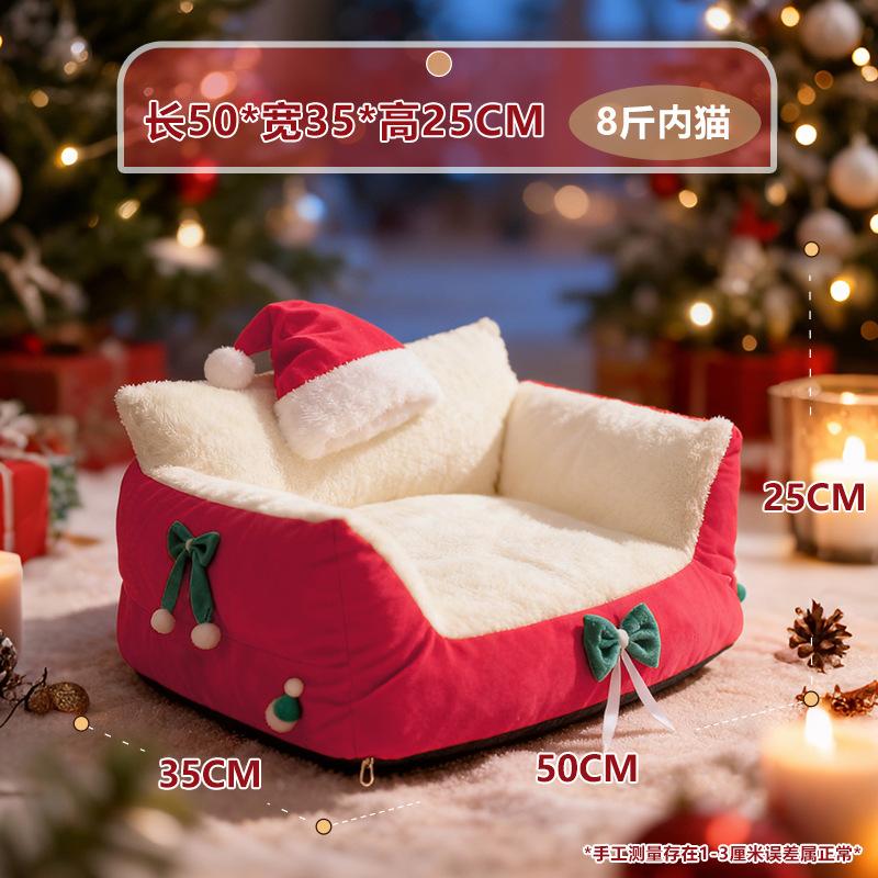 

Cute Cat Bed Winter Soft Comfortable Christmas Sofa Pet Bed Bottom Anti Slip Sofa Keep Warm Cats Dogs Nest Pet Accessories Gifts