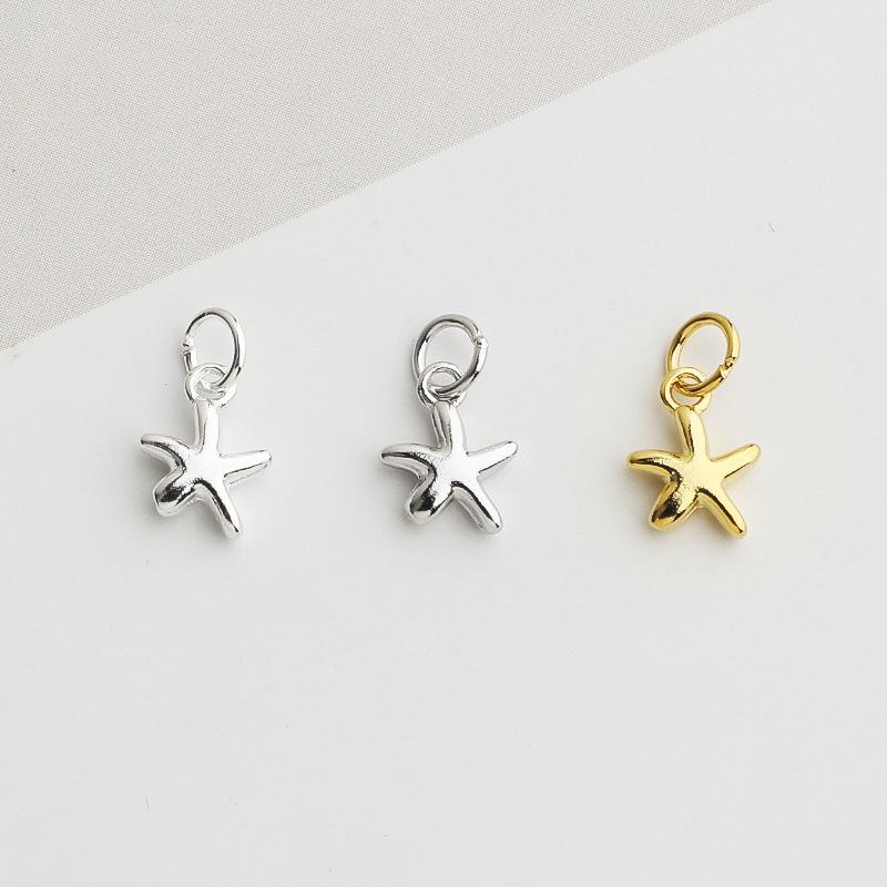 Gold-Plated Sterling Silver Starfish Pendant for DIY Beaded Jewelry