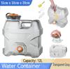Water Container With Brush 12L Clear Gray Emergency Water Storage with Spigot Portable Water Tank for Outdoor Hiking Camping