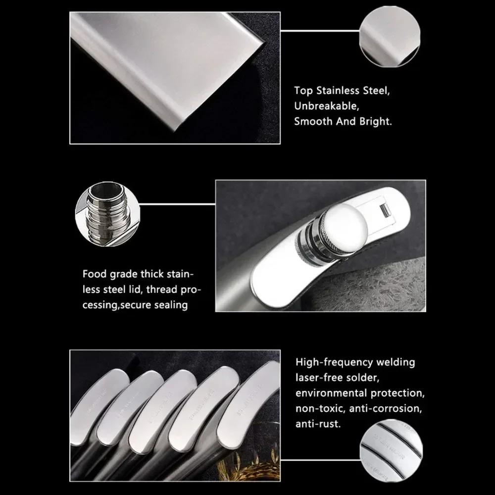 Stainless Steel Flask Leakproof Drinking Flask Portable Pocket Whiskey Flask  Rust Proof for Party Camping Travel and Gifting