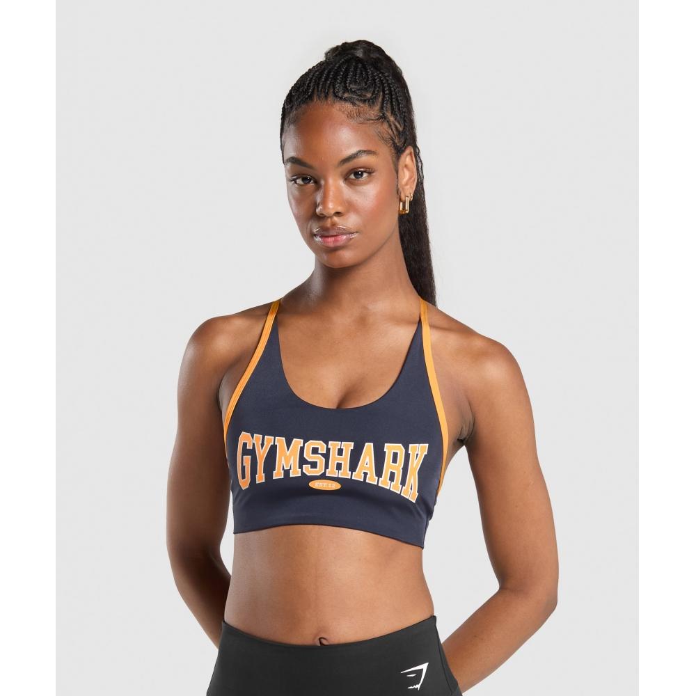 

Gymshark Retro Club Sports Bra Heavy Blue Fitness Orange B6a4y Ucz1 XS