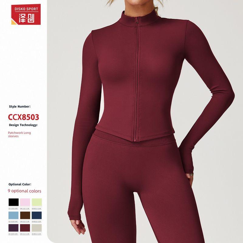 Guangzhou Zechuang Clothing Co., Ltd. Quick-Drying Nude Feel Fitness Outwear Women's Zipper Outwear Running Sports Tight
