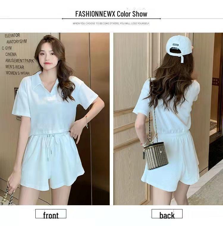 Summer 2025 Women's College-Style Casual Sportswear: Loose Short-Sleeve Tops & Wide-Leg Shorts Two-Piece Set