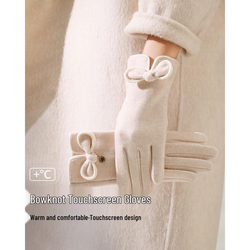 

Женские сенсорные зимние теплые перчатки Zhenxiang с бантиком, закрывающие пальцы, S801 One Size