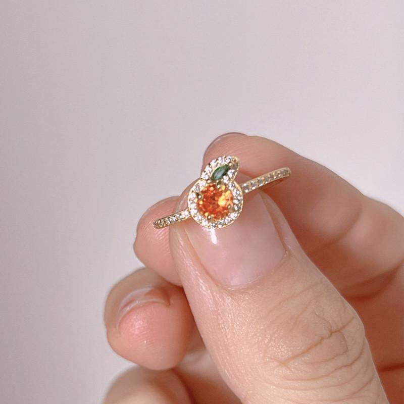 Elegant Copper Geometric Orange Ring For Women Chic Adjustable Fashion Accessory 2024