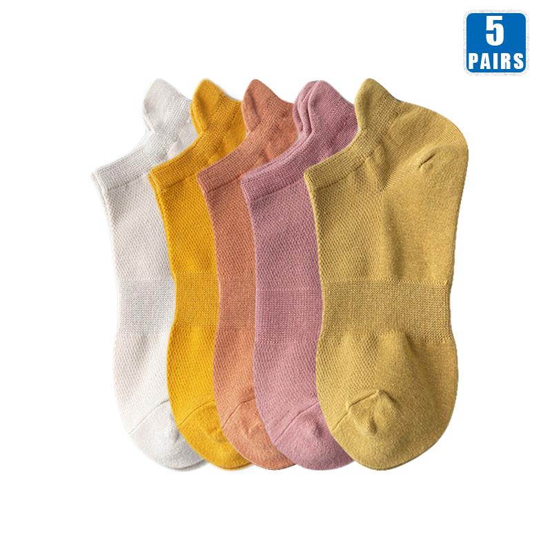 5 Pairs High Quality Men Cotton Breathable Fashion Colorful Leisure Boat Sock Short Sock Solid Color Socks For Male Ankle