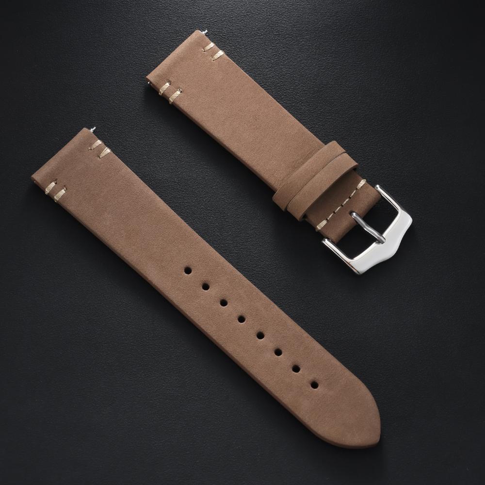 20mm 22mm Quick Release Vintage Matte Soft Suede Leather Strap Brown Watch Bands Calfskin Bracelet Women Men Watch Accessories