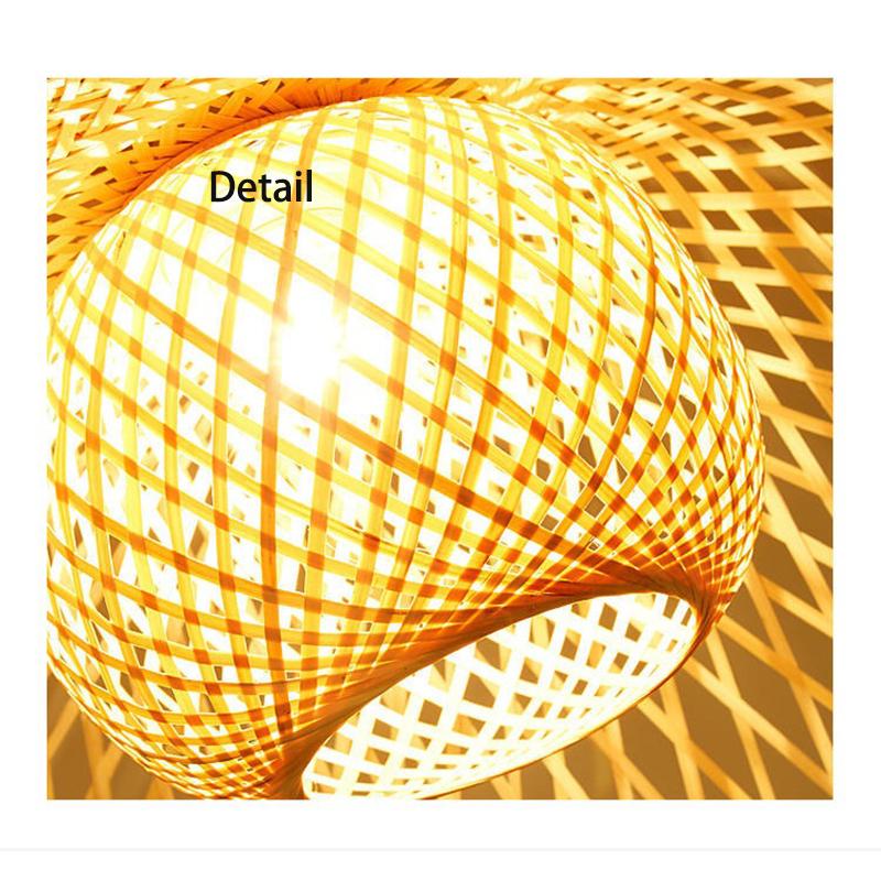 Hand Knitte Bamboo Art Ceiling Chandelier light Restaurant Creative Indoor Ceiling Hanging Lamp E27 Home Decor Lighting Fixtures