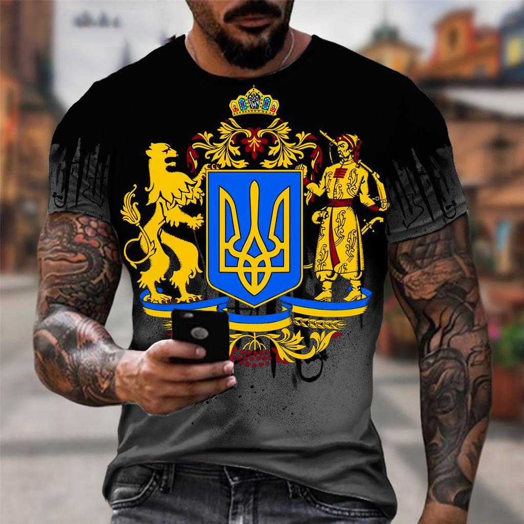 2025 Men's T-Shirt Ukrainian T-Shirt 3d Men's Ukrainian Army Badge T-Shirt Ukrainian Flag Short Sleeve T-Shirt