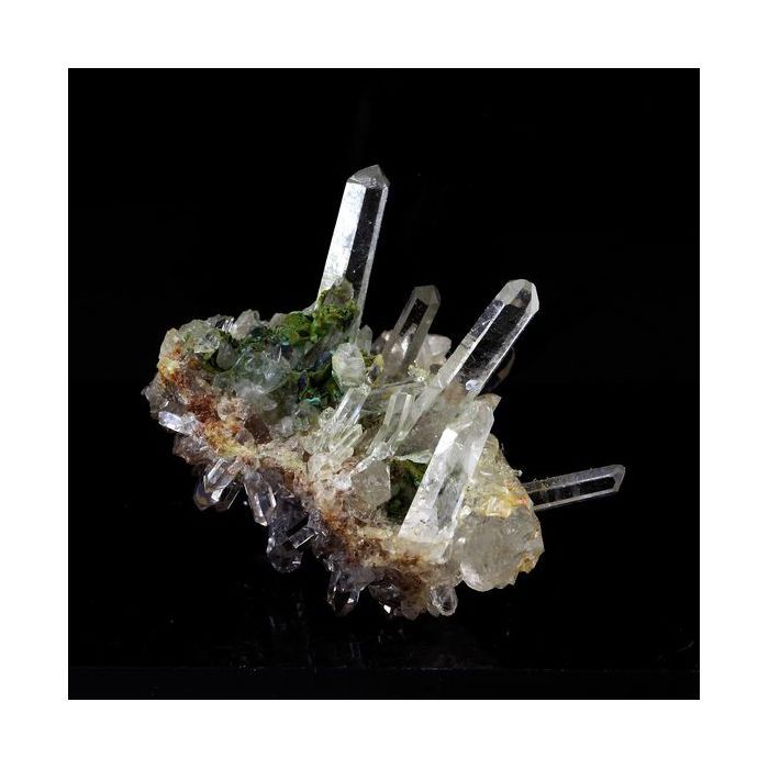 Pierres et Minéraux. Quartz + Malachite. 169.5 ct. La Gardette Mine, Bourg d'Oisans, Isère, France.