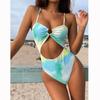 Hohe Taille Wone Ein Stück Badeanzug Weibliche Tie Dye Bademode Für Frauen Badeanzug Push-Up Monokini Schwimmen Anzug Bademode