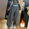 Women's High Waist Wide Leg Sweatpants Fleece Lined Casual Curved Tapered Trousers