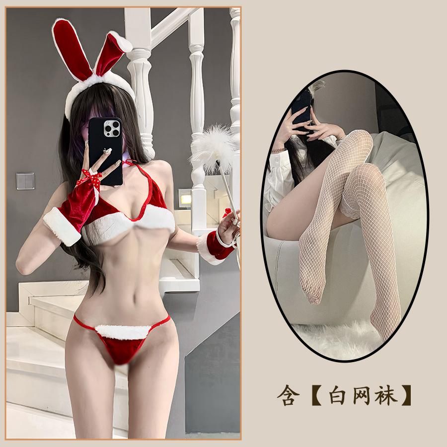 Sex Lingerie Sexy Bunny Suit Three-Point Christmas Uniform Female Seduction Bra Pajamas