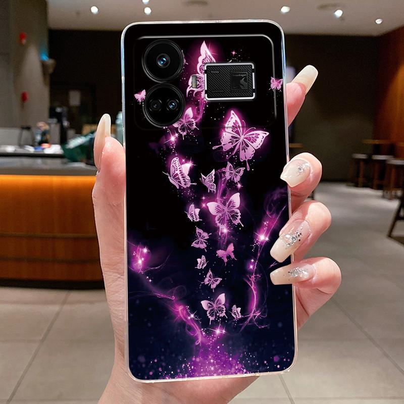Case For OPPO Realme GT5 240W Flower Butterfly Protective Casing For Realme GT 5 240W Transparent Soft Silicone TPU Phone Cover