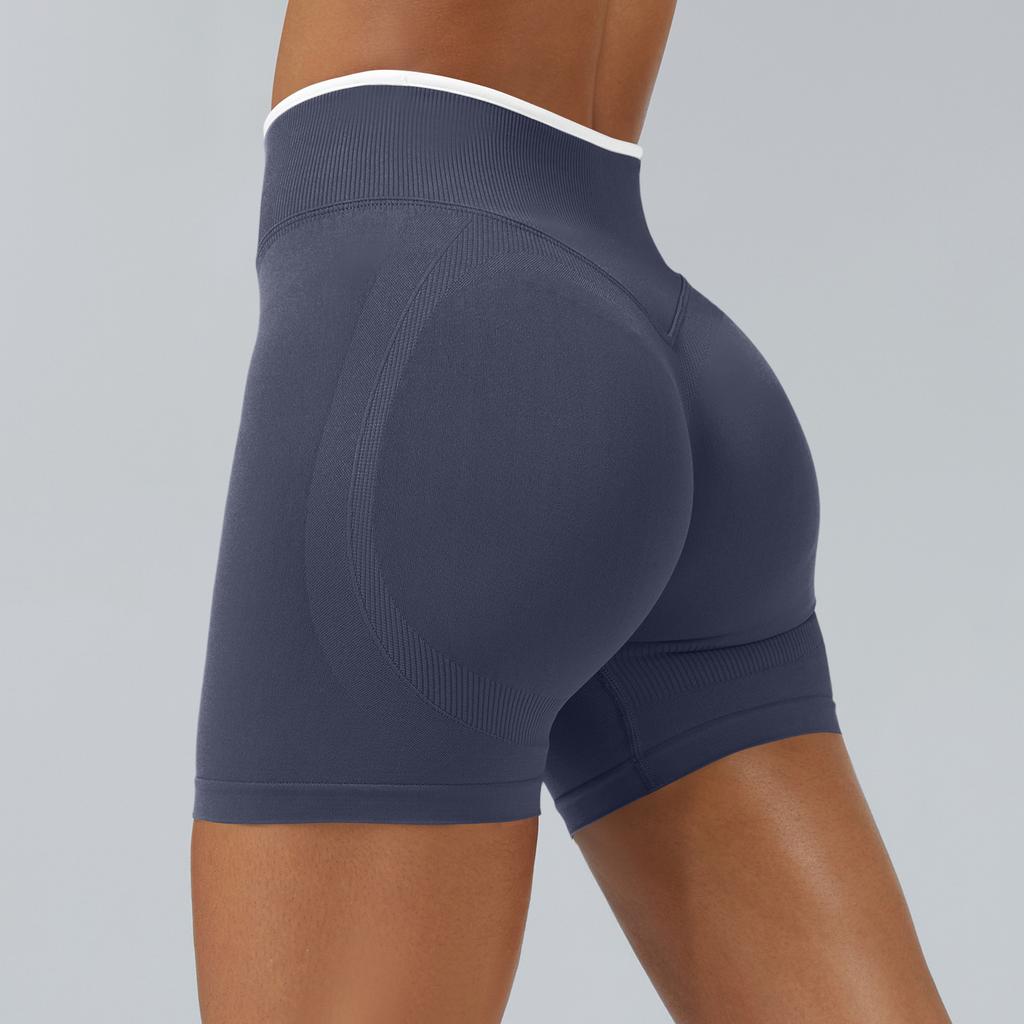 Women's Casual Hip,lifting Seamless Color Block Yoga Fitted Sports Shorts