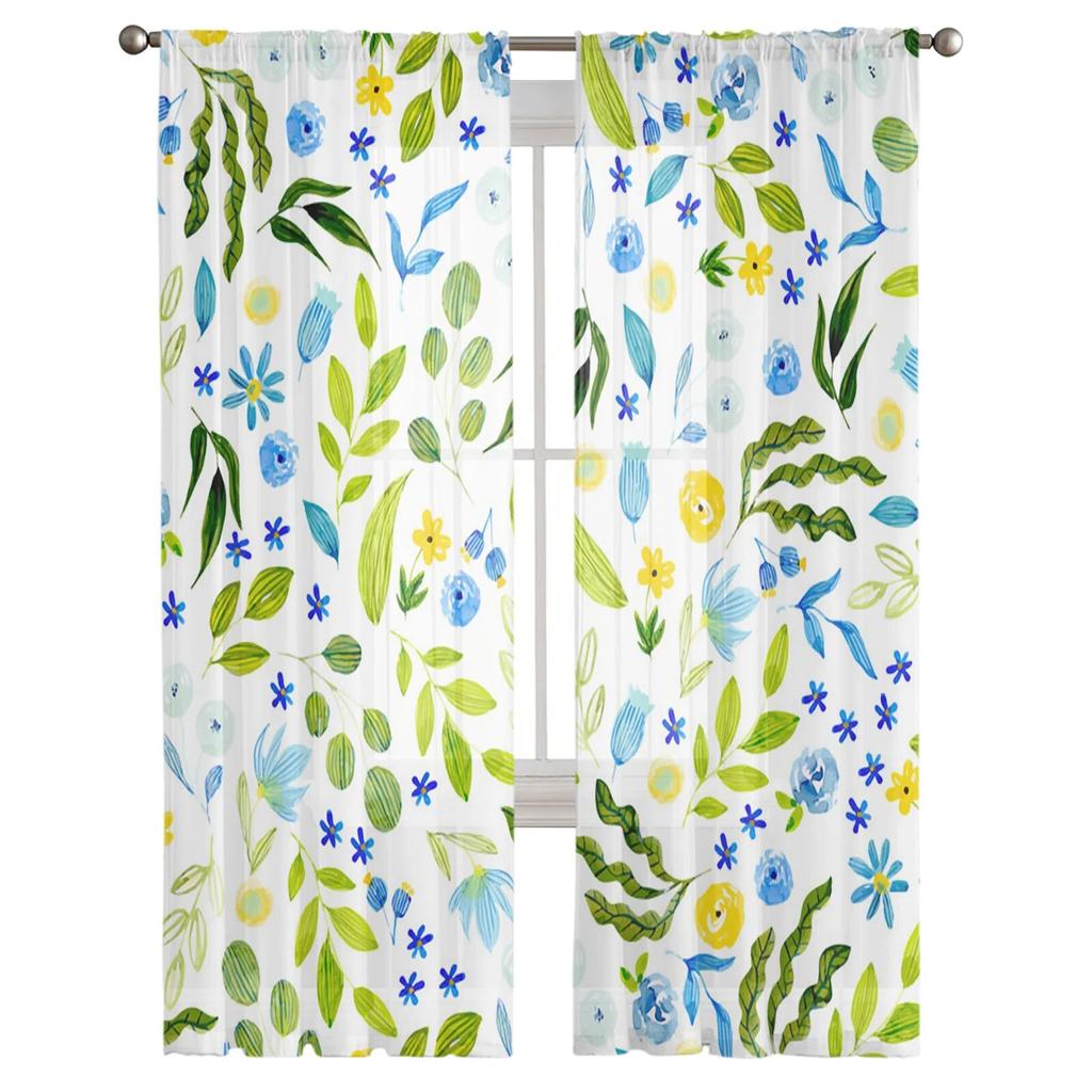 Kwiat roślina liść tekstura zasłona tiulowa dekoracyjne przezroczyste zasłony do salonu sypialnia kuchnia hotelowe panele okienne w domu