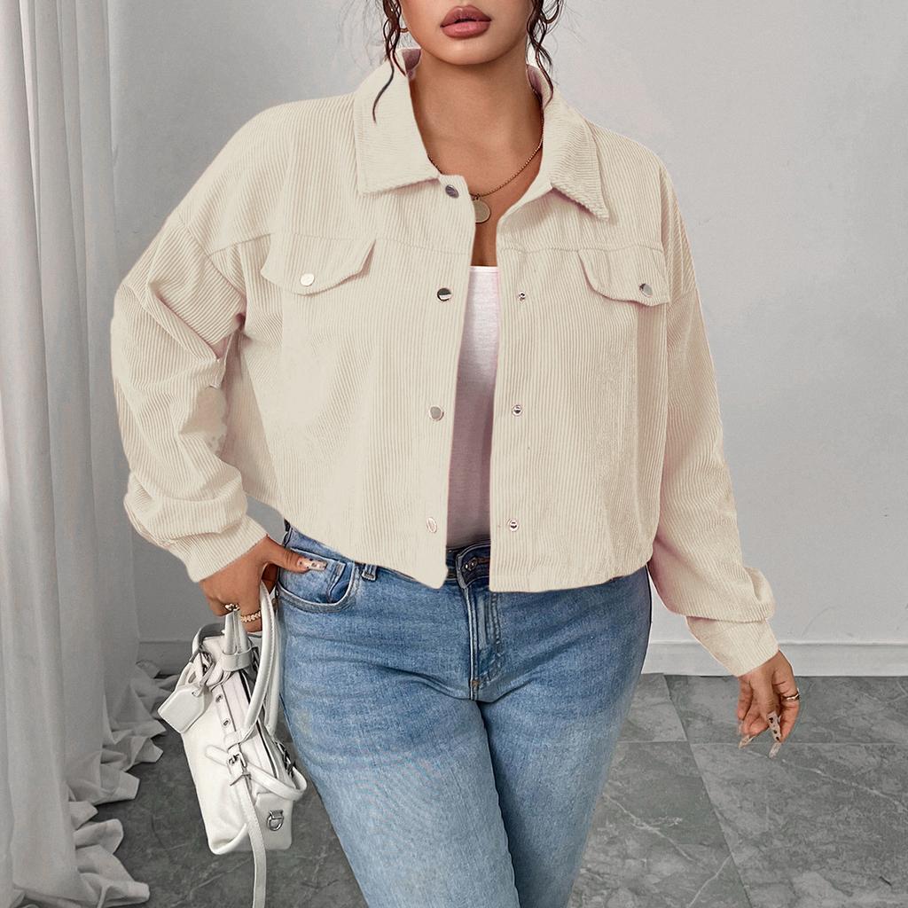 Autumn and Winter Casual Lapel Jacket Lantern Sleeve Single-breasted Short Coat for Women