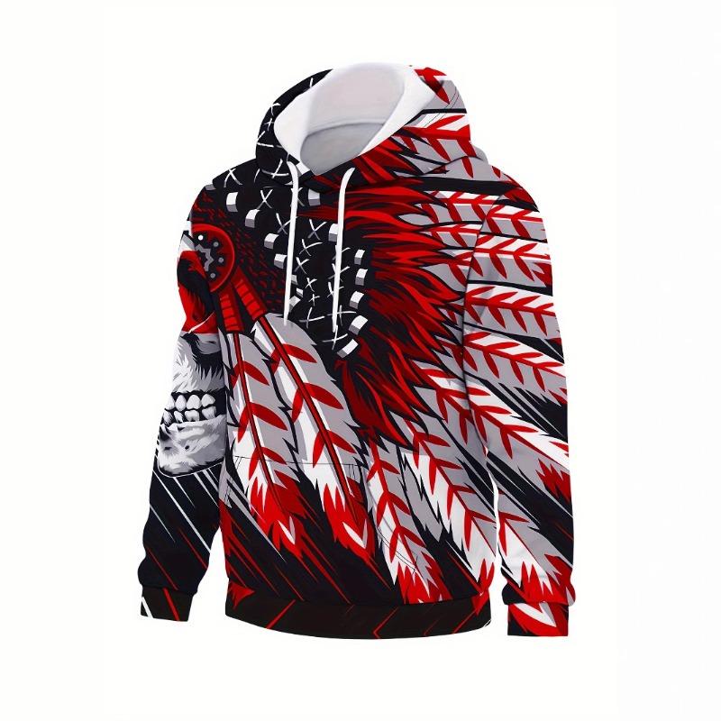 Autumn Winter Plus Size Hoodie 3D Digital Print Tree Tiger Skeleton Fish Print Plus Size Loose Casual Pullover Hoodies & Sweatshirts Men’