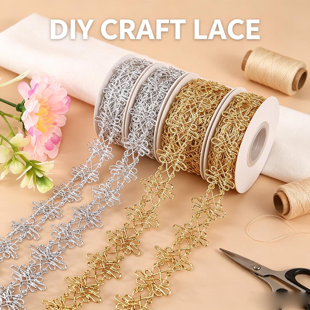 5 meters/16.4ft each pack lace sewing golden trims ribbons curtain curve accessory handmade DIY craft bra dress gowns decoration