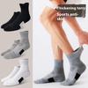 Men's Mid-Calf Sports Socks with Towel Bottom, Shock Absorption, and Anti-Slip for Running & Basketball