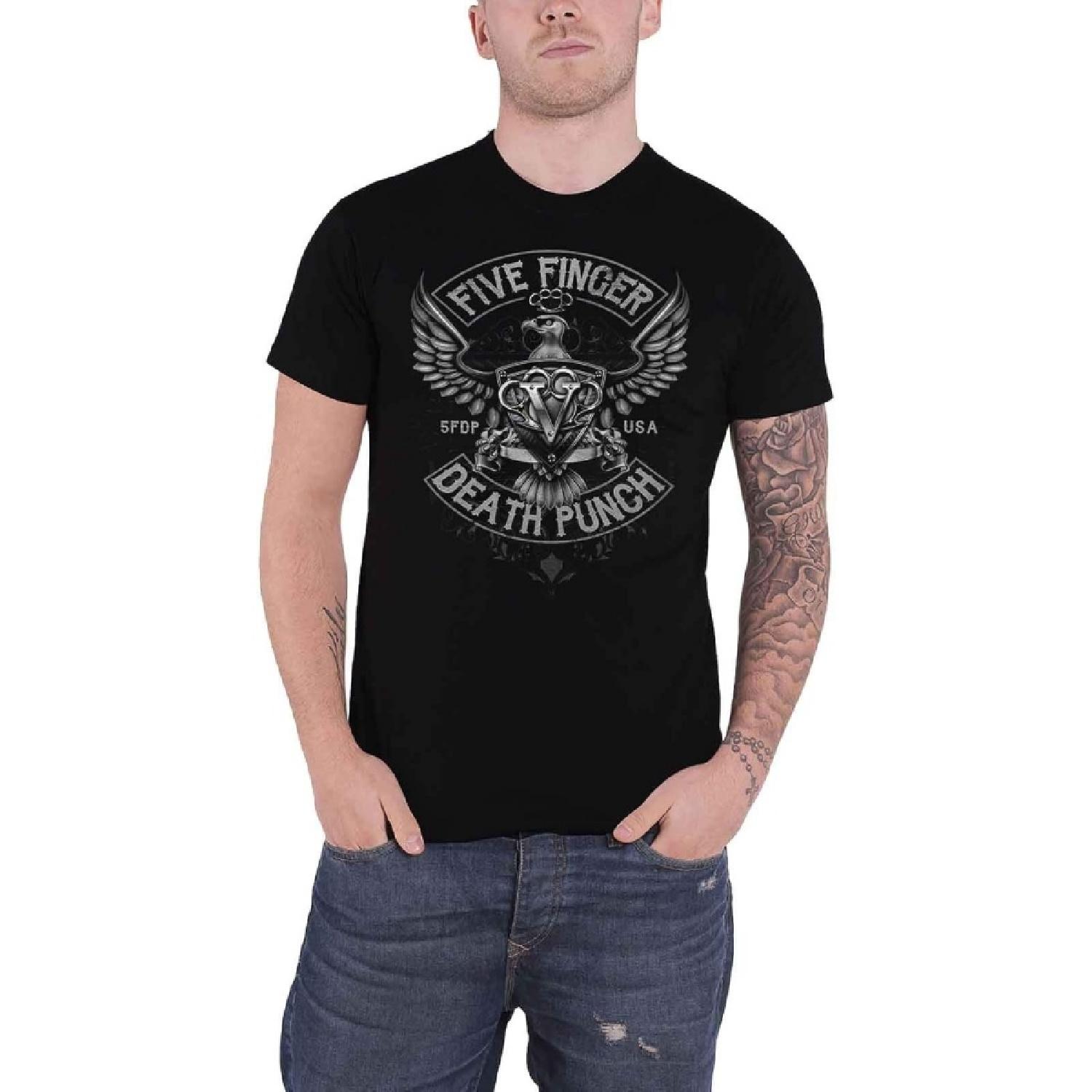 Five Finger Death Punch Men s Howe Eagle Crest Slim Fit T-Shirt Black S