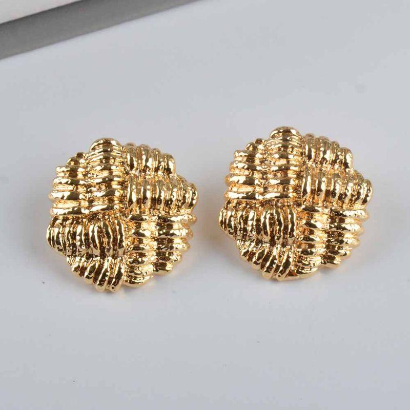 Fashion Exaggerated Fashionable Refined Rose Yang Shulin Middle Ancient Stylish Heavy Industry Texture Lava Texture Earring Ear Clip Female Gold Earrings